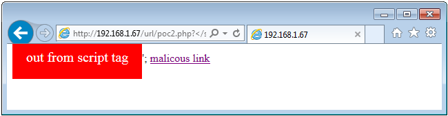 Reflected XSS / JavaScript injection with Internet Explorer